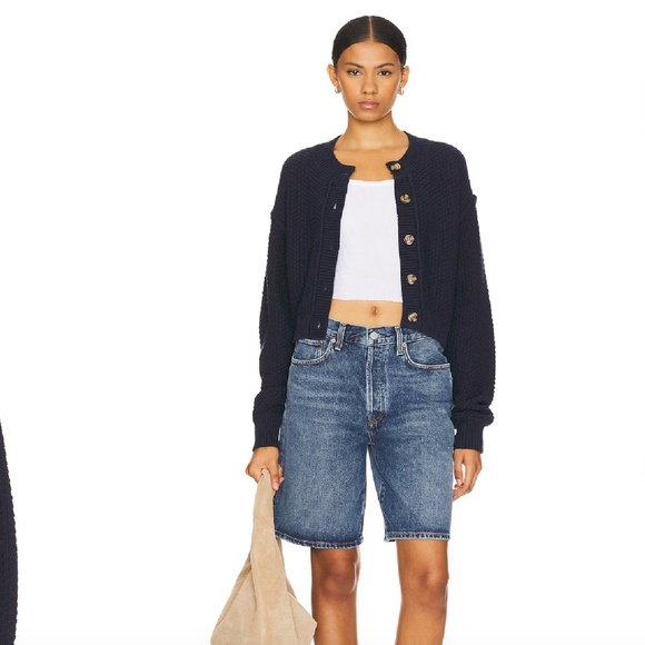 Free People Lila Cardi (Crop Cardigan), Sky Captain Navy, Small - Picture 3 of 6